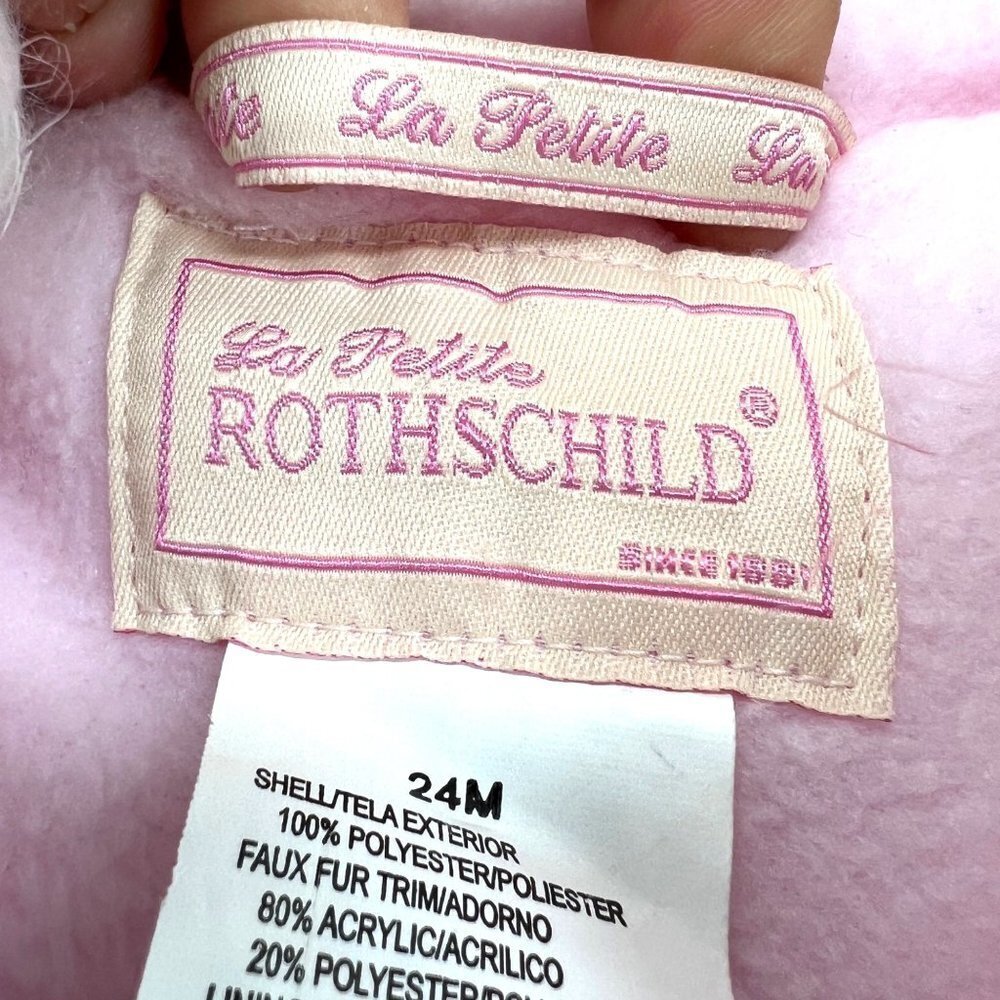 Rothschild Baby Girl Pink Faux Fur Woven Pram Outerwear Snow Suit Size 24 M - Picture 9 of 14